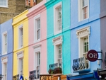 Pastel coloured houses on Portobello Road