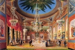 The richly decorated Banqueting Room at the Royal Pavilion, from John Nash's Views of the Royal Pavilion (1826)